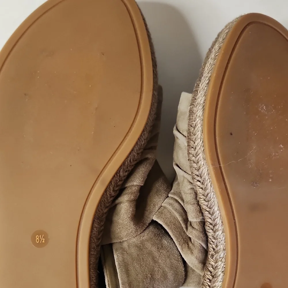 Tory Burch Taupe Suede Slingback Flat Sandals